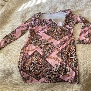 Elegant Pink Patterned Women's Dress